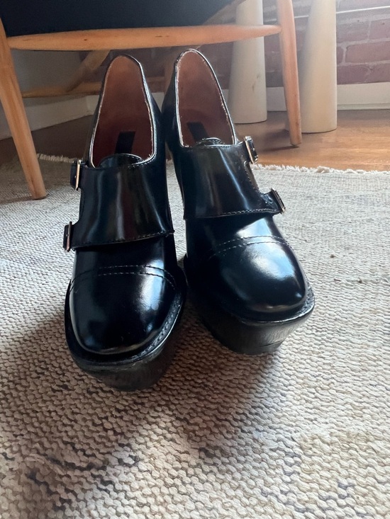 Burberry Prorsum Black Leather Platform Heels w/ Buckle | Chunky Lug Sole main image 6